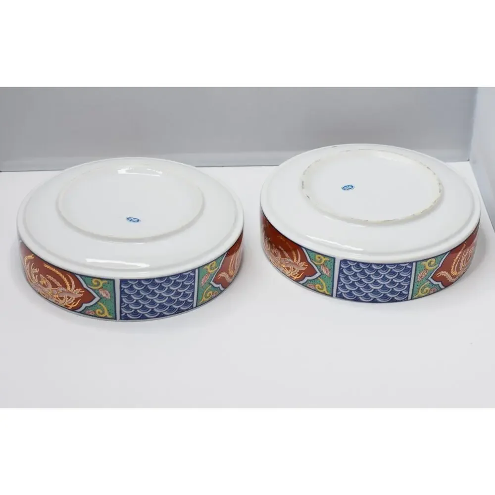 Imari Porcelain Japanese Dragon Stacking Bowls - 2pc Set